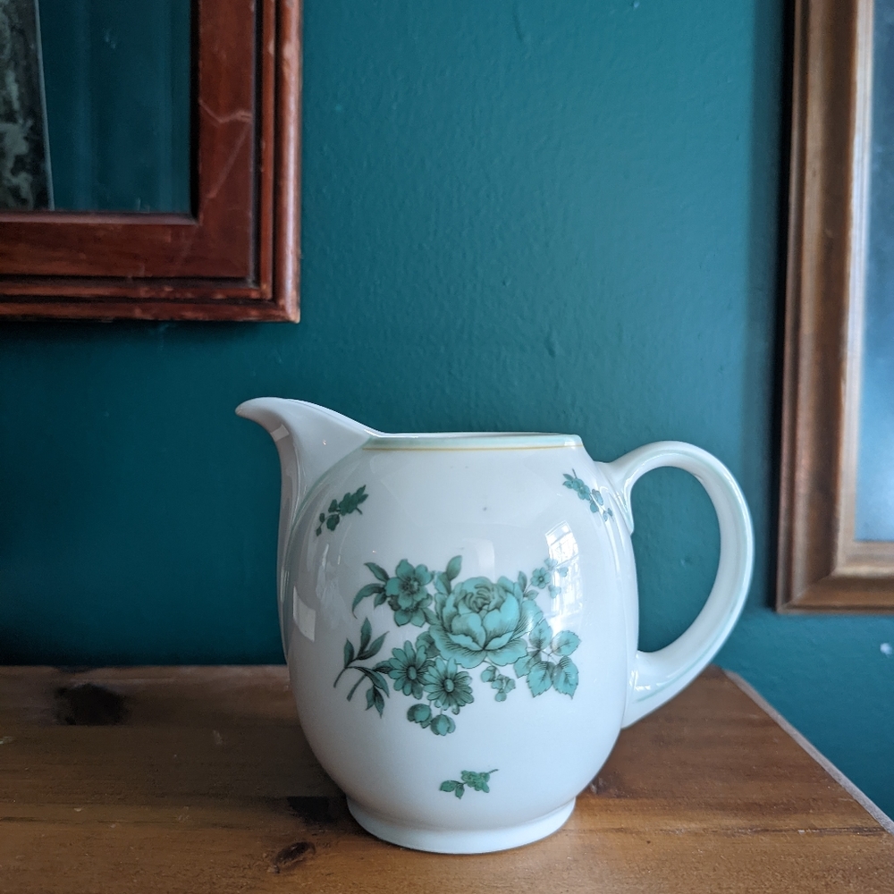 Antique Green Floral Creamer